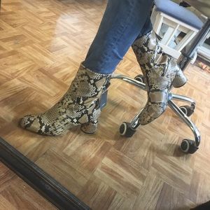 Snake Print Faux Leather Ankle Boots